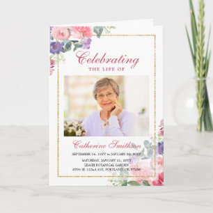 Elegantes Wildblumen-Faltblatt - Druckbare Trauerp Karte