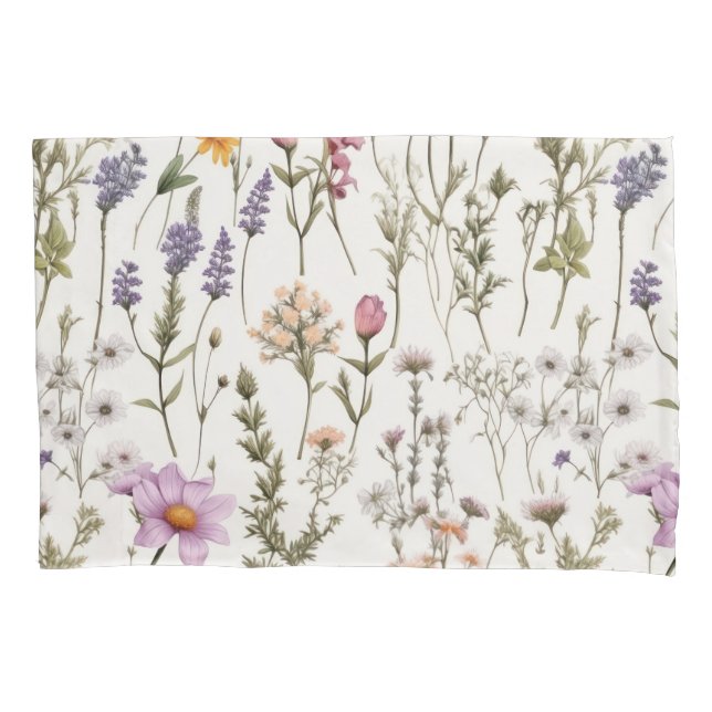 Elegantes Wildblumen-Muster Kissenbezug (Vorderseite)