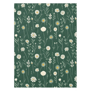 Elegantes Wildblumenmuster auf dunklem Grün Tischdecke