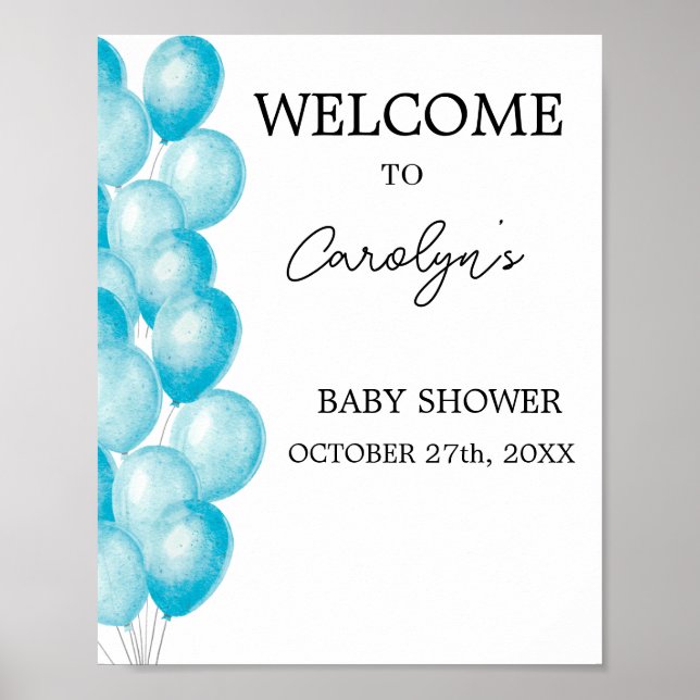 Elegantes Willkommensposter für Baby Shower Poster (Vorne)
