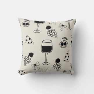 Elegantes Wine and Cheese Muster Kissen