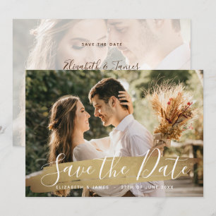 Elegantes Wine Gold 2 Foto Save the Date Hochzeit