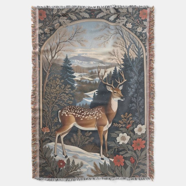 Elegantes Winter Deer Nature Design Decke (Vorderseite Vertikal)