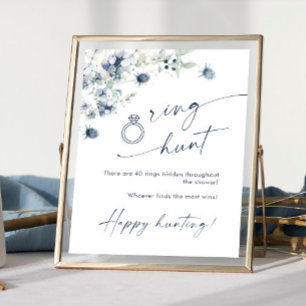 Elegantes Winter Dusty Blue Foliage Brautparty Poster