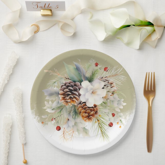 Elegantes Winter Evergreen Baby Shower Party Pappteller (Hochzeit)