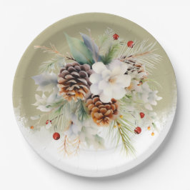 Elegantes Winter Evergreen Baby Shower Party Pappteller