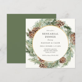 Elegantes Winter Evergreen Hochzeit Probe Dinner Einladung