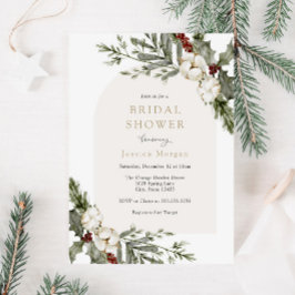 Elegantes Winter Floral Arch Brautparty Einladung