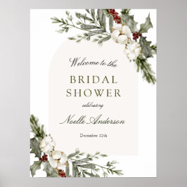 Elegantes Winter Floral Arch Brautparty Willkommen Poster