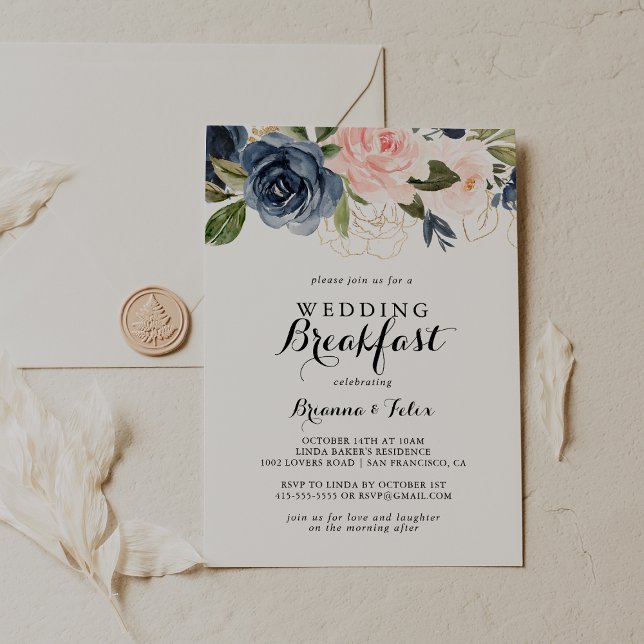Elegantes Winter Floral Wedding Breakfast Einladung (Von Creator hochgeladen)