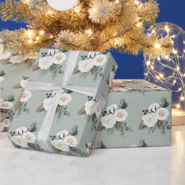 Elegantes Winter Floral Wrapping Paper Geschenkpapier