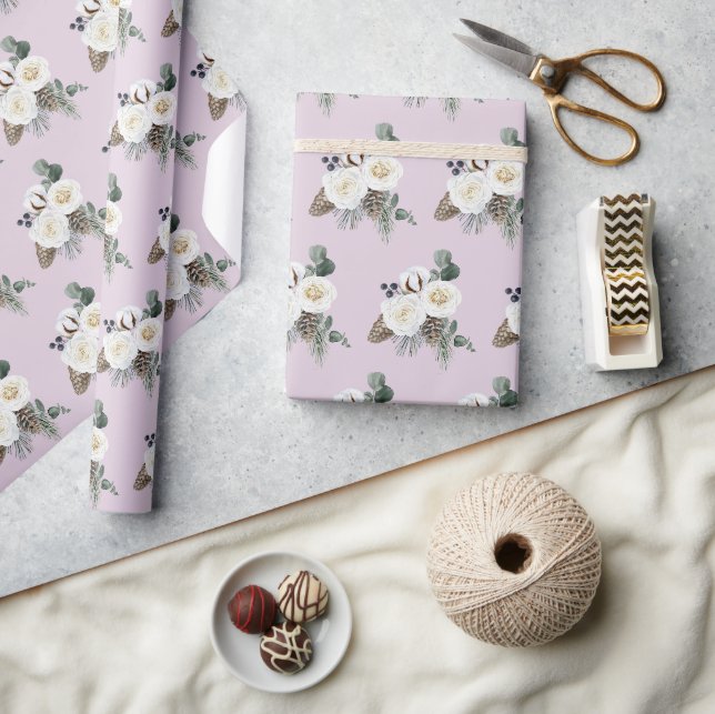Elegantes Winter Floral Wrapping Paper Geschenkpapier (Basteln)