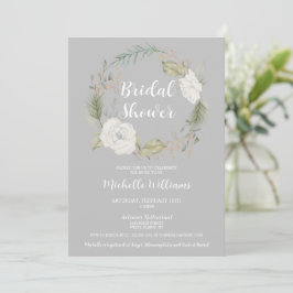 Elegantes Winter Floral Wreath Brautparty Einladung
