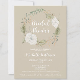 Elegantes Winter Floral Wreath Brautparty Einladung