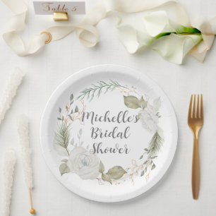 Elegantes Winter Floral Wreath Brautparty Pappteller