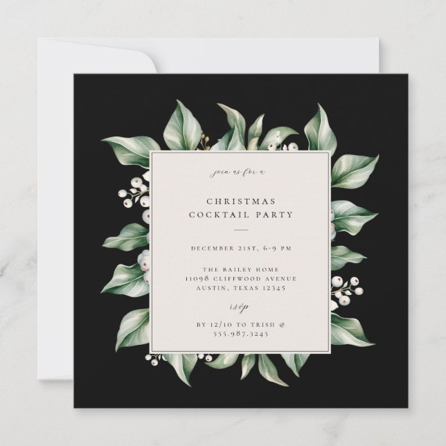 Elegantes Winter Foliage Weihnachtscocktail-Party Einladung (Vorderseite)