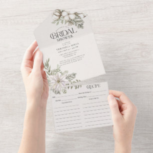 Elegantes Winter Greenery Brautparty & Rezept All In One Einladung