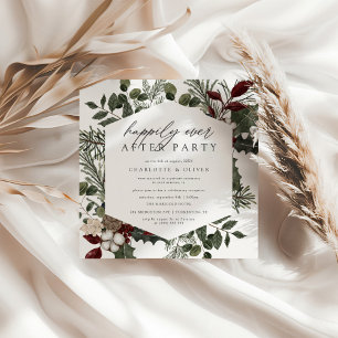 Elegantes Winter Greenery Foto Elopement Hochzeit Einladung