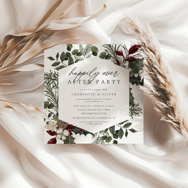 Elegantes Winter Greenery Foto Elopement Hochzeit Einladung (Von Creator hochgeladen)