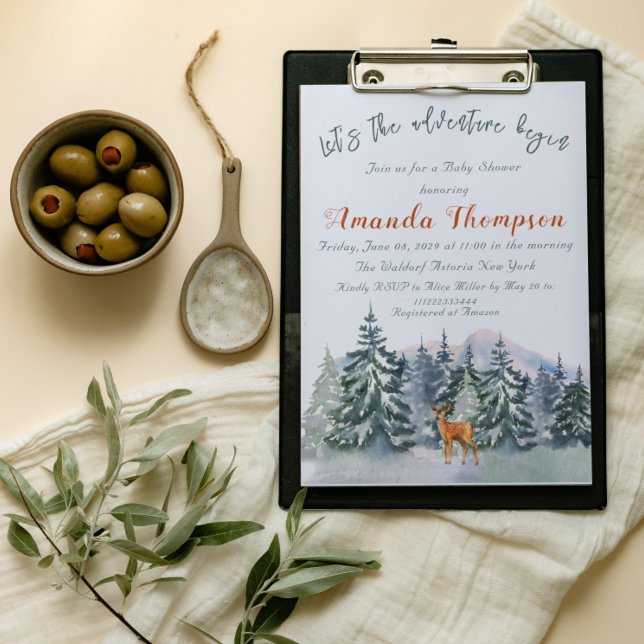 Elegantes Winter Tree Watercolor Woodland Adventur Einladung (Von Creator hochgeladen)