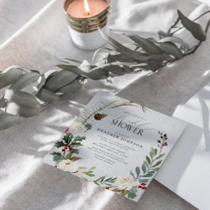 Elegantes Winter Watercolor Brautparty Einladung