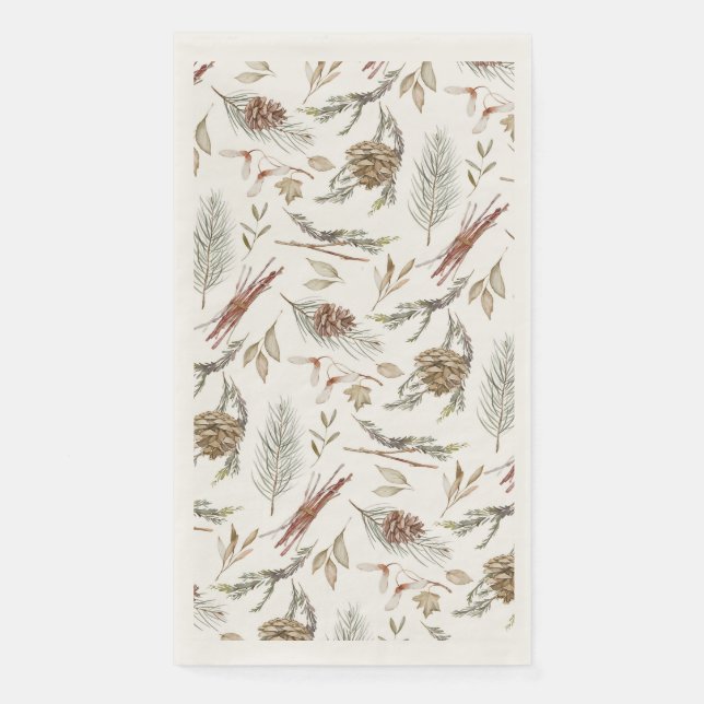 Elegantes Wintergasthandtuch mit Pinecones Serviette (Vorderseite)