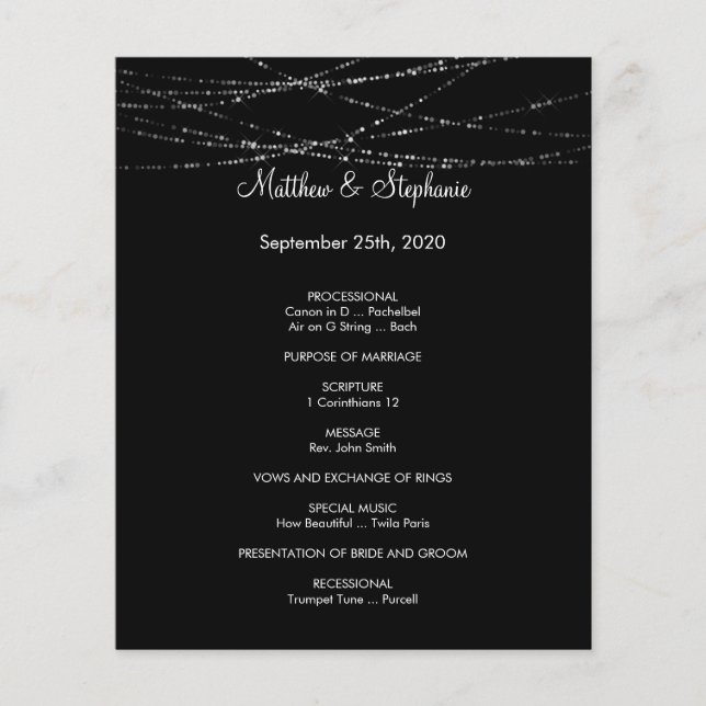 elegantes Winterhochzeitprogramm Flyer 5,5" x 8,5" (Vorderseite)