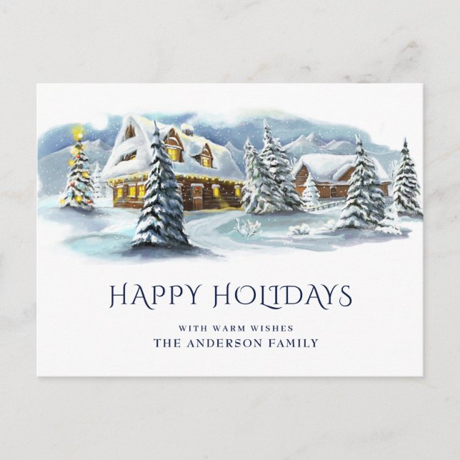 Elegantes Winterland Weihnachtsgrüßen Postkarte (Vorderseite)