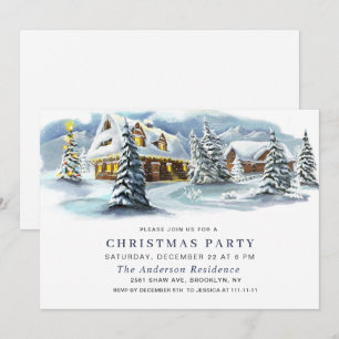 Elegantes Winterlandschaft Weihnachts-Party Einladung