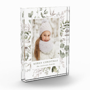 Elegantes Winterlaub und Schneebeeren Fotoblock
