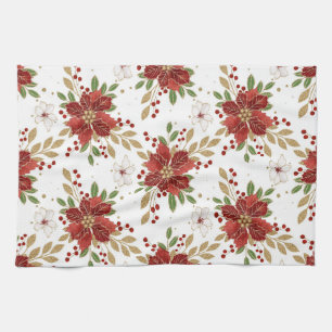Elegantes Winterpoinsettien-Blumenmuster Geschirrtuch