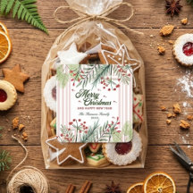 Elegantes Winterrosa Frohe Weihnachten Familiennam