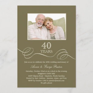 Elegantes Wirbel-Jubiläums-Foto-Einladung - Salbei Einladung