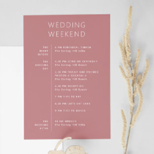 Elegantes Wochenend-Programm für die Hochzeit Ro Einladung