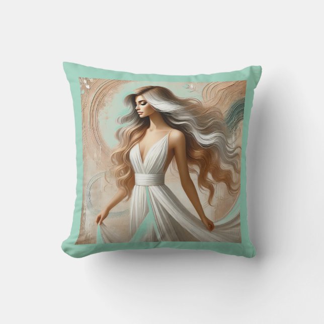 Elegantes Woman Square Pillow Kissen (Vorderseite)