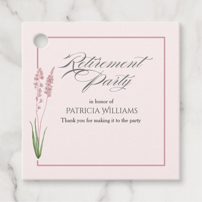 Elegantes Womans Pastel Wildblume Ruhestand Party Geschenkanhänger (Vorderseite)