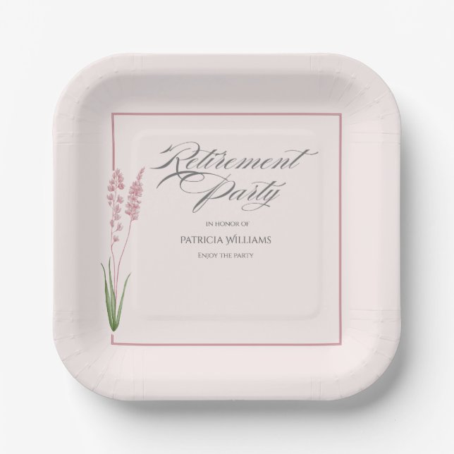 Elegantes Womans Pastel Wildblume Ruhestand Party Pappteller (Vorderseite)