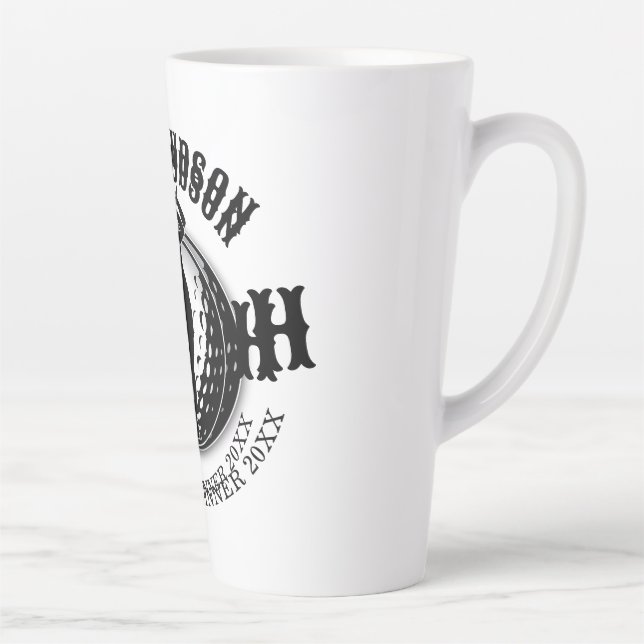Elegantes Women Golf Monogram Design Milchtasse (Rechts)