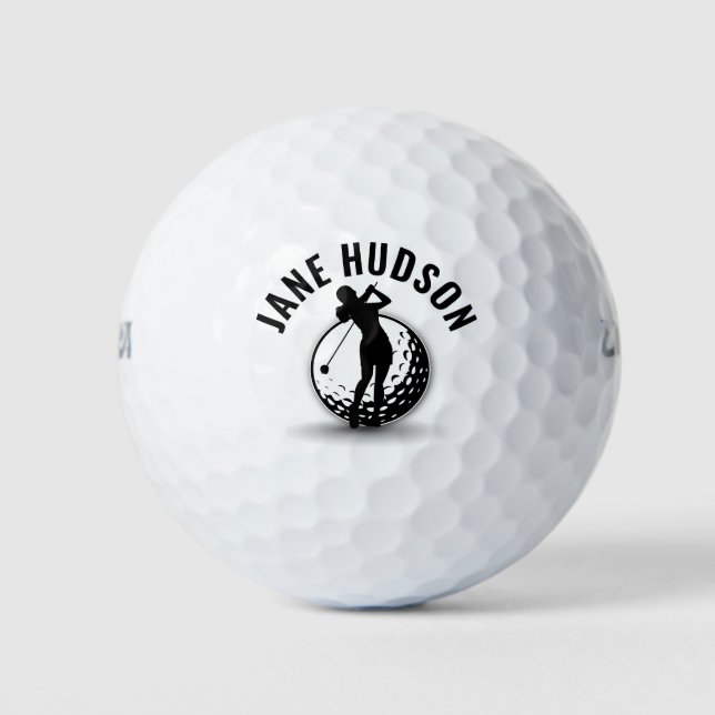 Elegantes Women Golfer Monogram Design Golfball (Vorderseite)