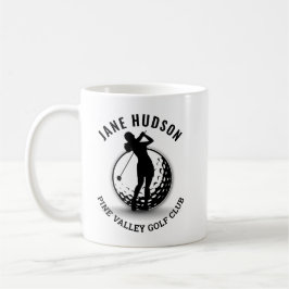 Elegantes Women Golfer Monogram Design Kaffeetasse