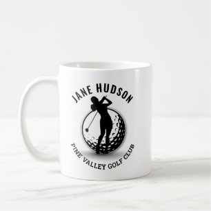 Elegantes Women Golfer Monogram Design Kaffeetasse