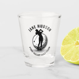 Elegantes Women Golfer Monogram Design Schnapsglas