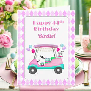 Elegantes Women's Golf Party Cart 44. Geburtstag Karte