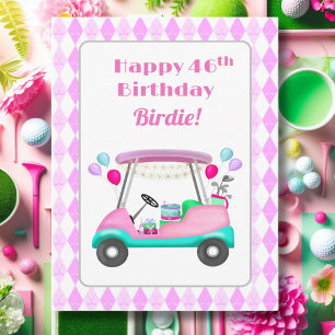Elegantes Women's Golf Party Cart 46. Geburtstag Karte