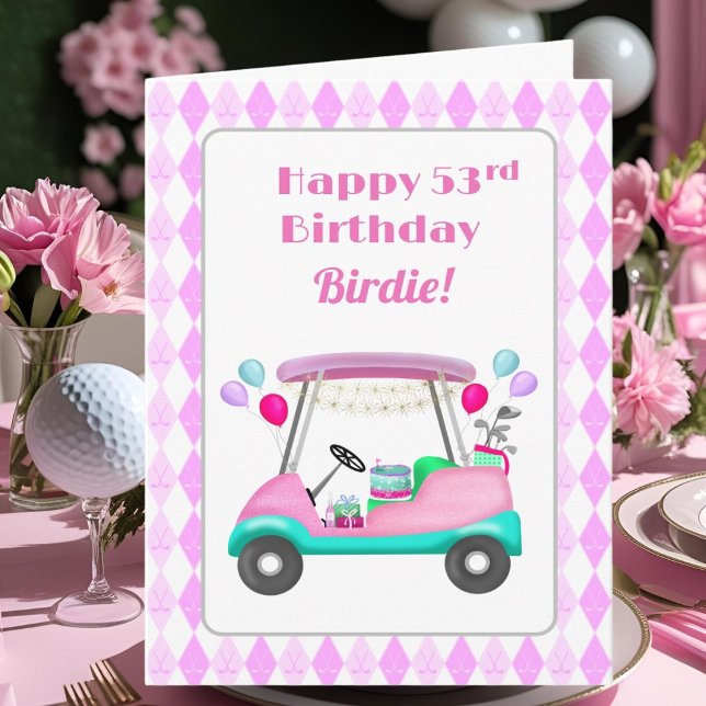 Elegantes Women's Golf Party Cart 53. Geburtstag Karte (Von Creator hochgeladen)