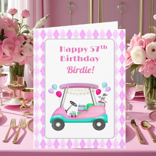Elegantes Women's Golf Party Cart 57. Geburtstag Karte