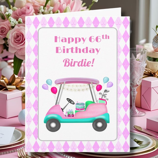 Elegantes Women's Golf Party Cart 66. Geburtstag Karte (Von Creator hochgeladen)