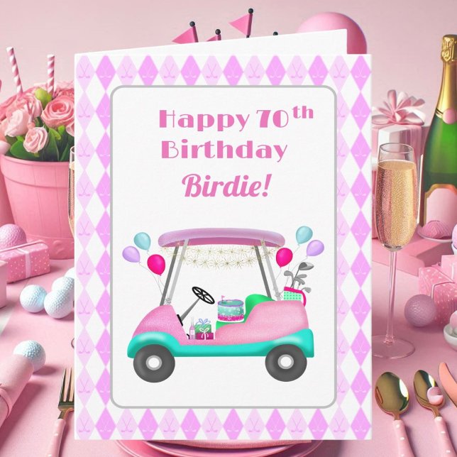 Elegantes Women's Golf Party Cart 70. Geburtstag Karte (Von Creator hochgeladen)