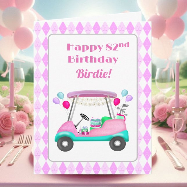 Elegantes Women's Golf Party Cart 82. Geburtstag Karte (Von Creator hochgeladen)