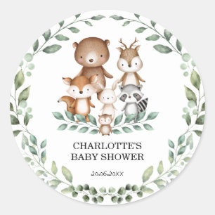 Elegantes Woodland Greenerie Animal Baby Duwer Gef Runder Aufkleber